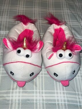 Pink & White Unicorn Minion Kids Slippers